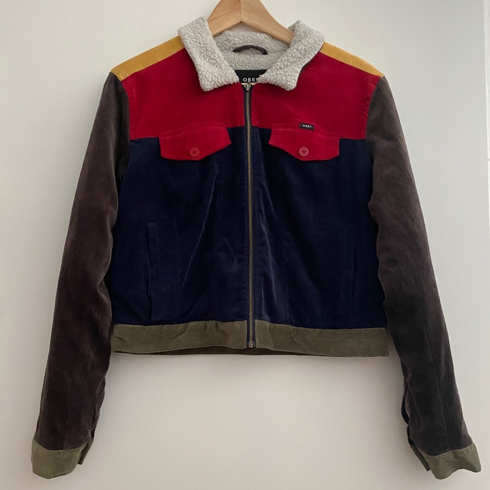 Obey Color Block Sherpa Trucker Jacket